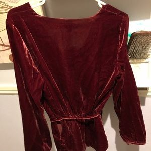 JCrew Velvet Tie Waist Shirt